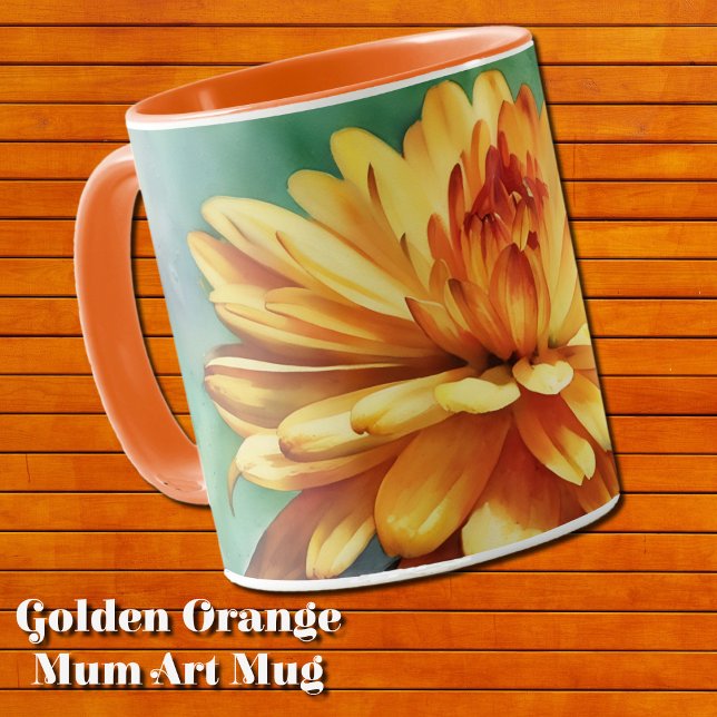 Coupe Gold Orange Flower Mum Art Mug (Golden Orange Mum Art Mug)