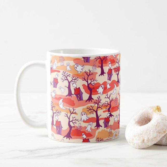 Coupe Halloween House Orange Mug (Avec donut)