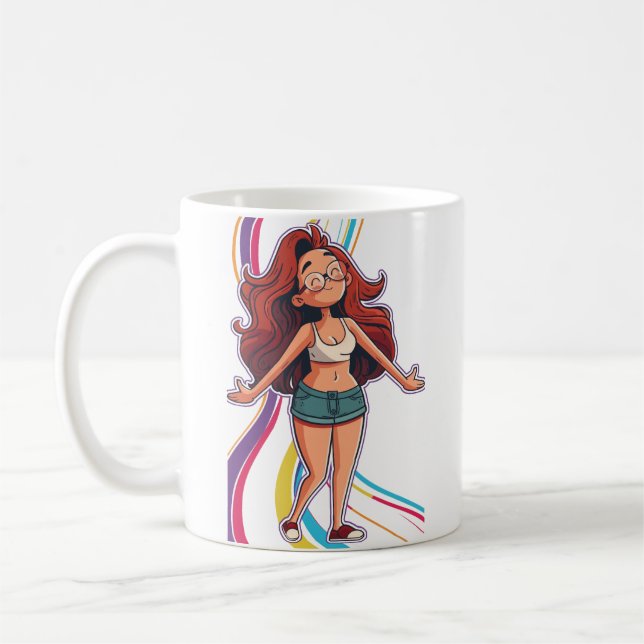 Coupe Mug fille heureuse, vibrante, colorée, amusa (Gauche)