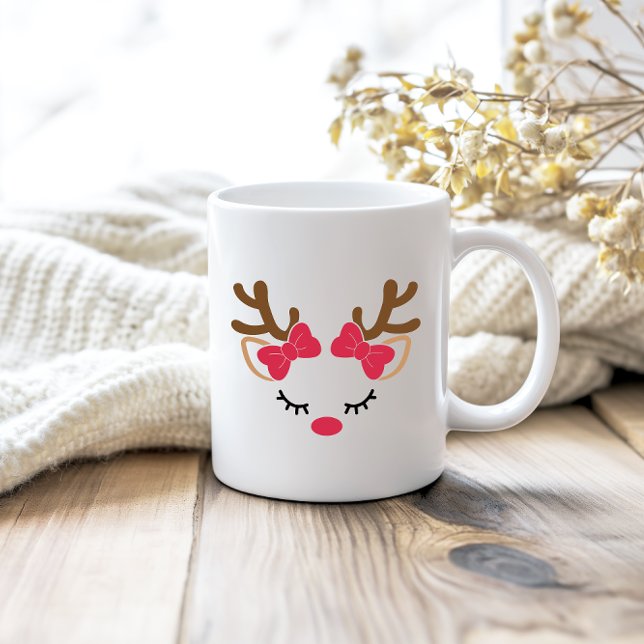 Coupe Reindeer Face "Hers" de café Mug (Créateur téléchargé)