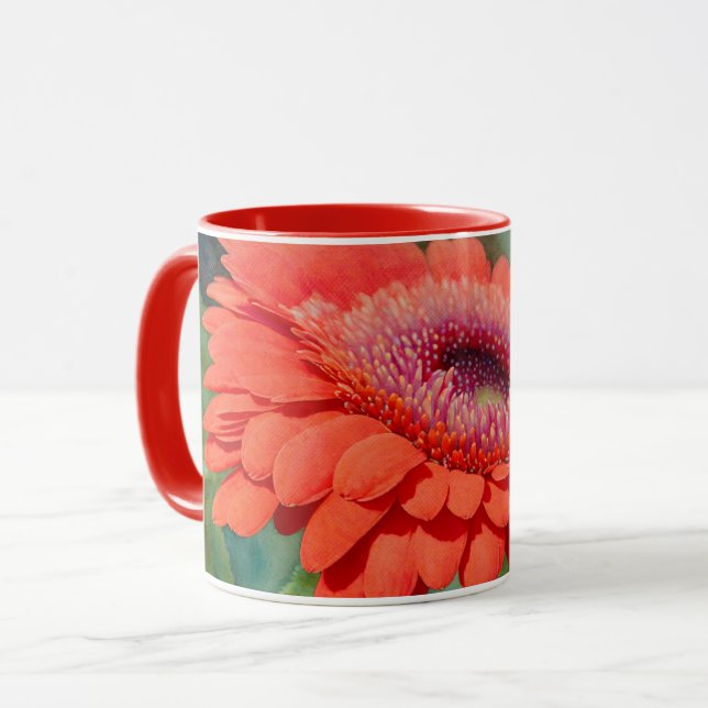 Coupe rouge Gerbera Daisy Flower Art Mug (Devant gauche)