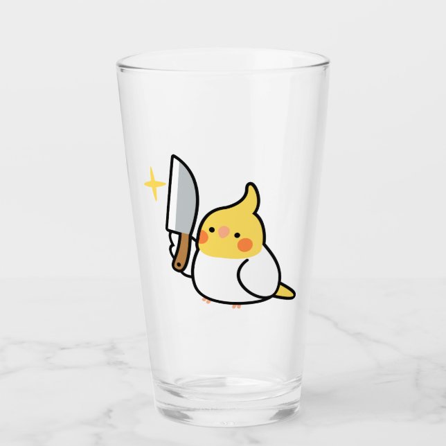Coupe Stabby Cockatiel (Lutino) de verre (Devant)