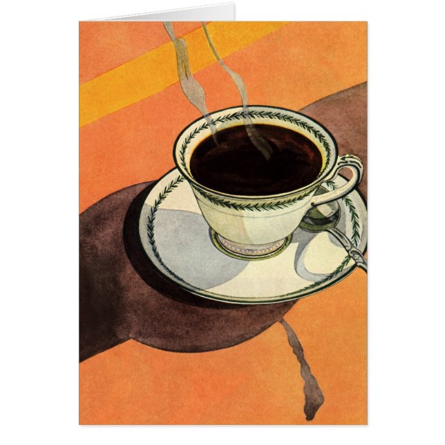 Coupe vintage de café, soucoupe, cuillère, dîner r (Devant)