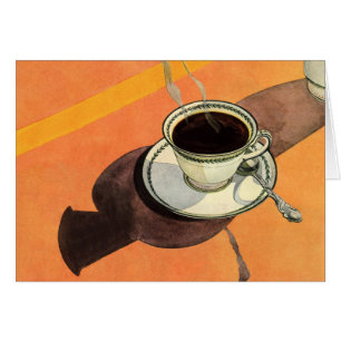 Coupe vintage de café, soucoupe, cuillère, dîner r