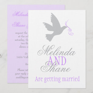 Coupe violet de colombe invitation à mariage