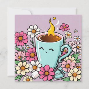 Coupe Whimsical de Café Chaud et Fleurs