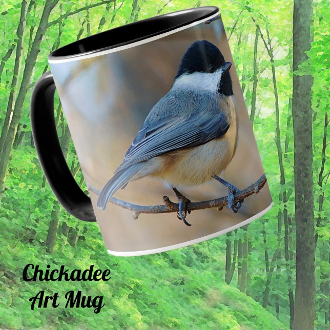 Coupe Wild Bird Art Mug de Chickadee de Caroline (Cute Chickadee bird art mug.)