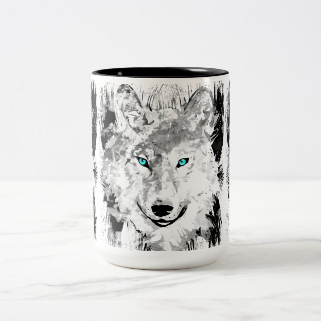 Coupe Wolf Head Coffee | Gray Wolf Dessin Mug (Centre)