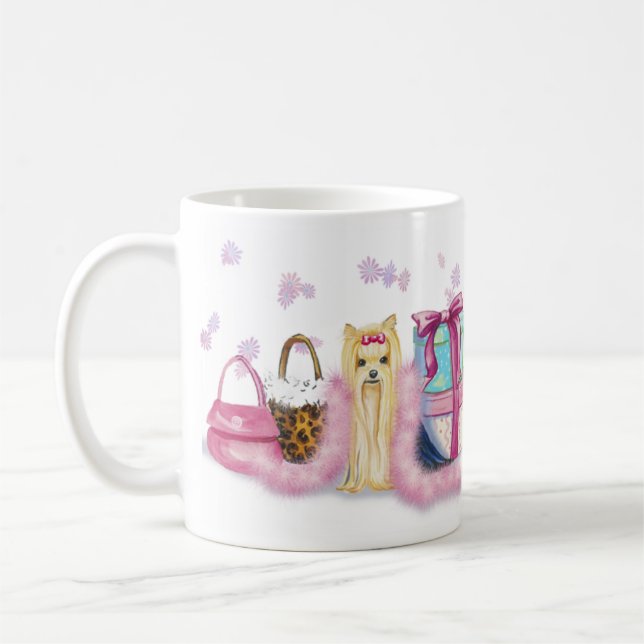 Coupe Yorkie Pink Feather Boa Coffee Mug (Gauche)