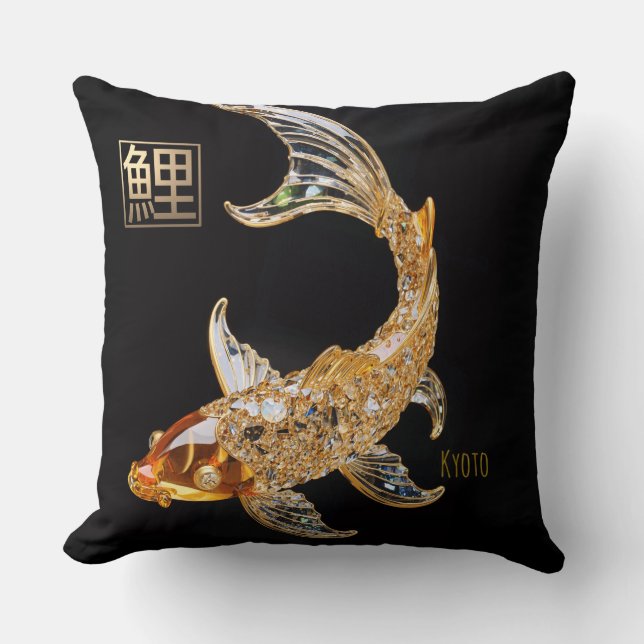 Couper Cristal-Or Verre Koi Poisson|Jeter Oreiller (Recto)