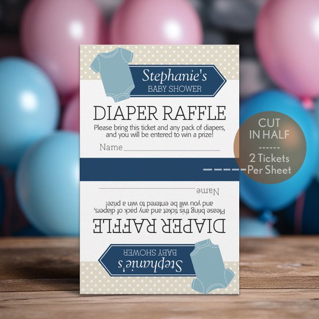 Couper en demi pour 2 rabat-couche - Baby shower g (Custom Diaper Raffle Tickets)