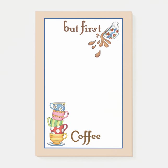 Coupes de café colorées Post-it® Notes (Devant)