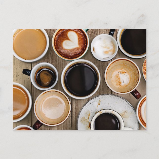 Coupes de café de la carte postale Photo Overhead (Devant)