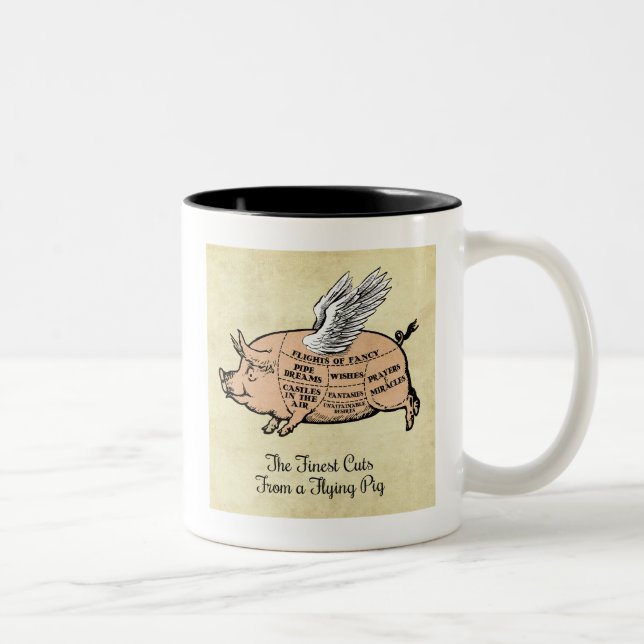 Coupes de porc volantes à deux tons de café Mug (Droit)