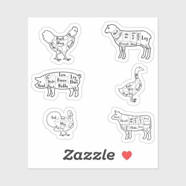 Coupes de stickers de viande (Feuille)
