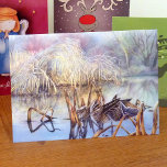 Coupez sur une carte d'art du matin froide et gelé<br><div class="desc">Carte de Noël de l'oiseau d'art ornithologique en échassier. Le message à l'intérieur dit "Je vous souhaite un joyeux Noël" ou customise avec votre propre message de Noël. Carte reproduite à partir d'une peinture à l'aquarelle peinte à la main par Sarah Trett pour www.mylittleeden.com</div>