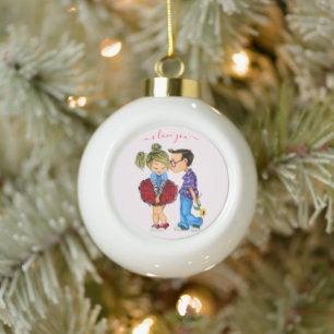 Couple adorable ornement de Noël - Je t'aime