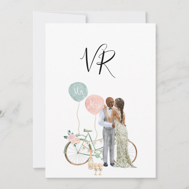 Couple afro-américain illustré Save The Date (Devant)