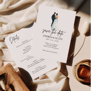 Couple aquarelle Enregistrer la date Invitation