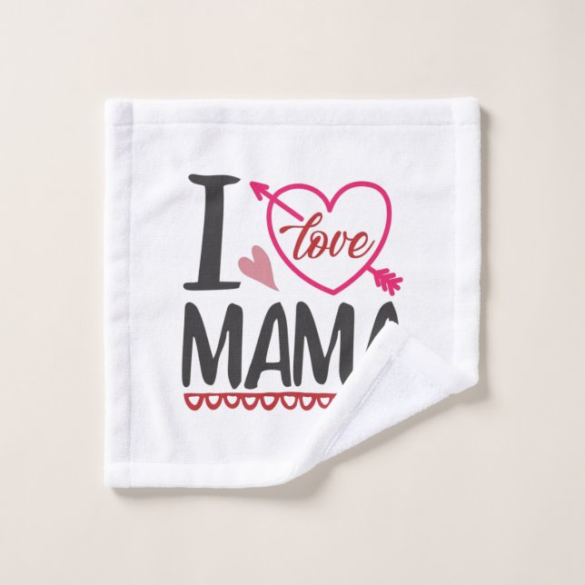 Couple cadeau I Love Mama (Gant de toilette)