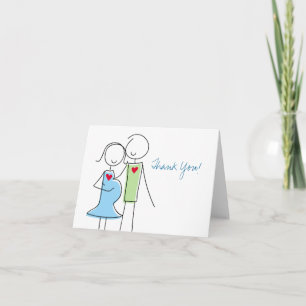 Couple, Coed Baby shower Merci Cartes