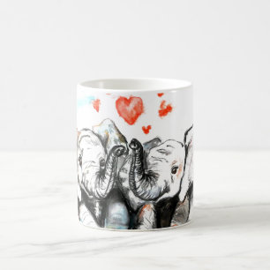 Couple Couple Elephant Mug aquarelle peinture