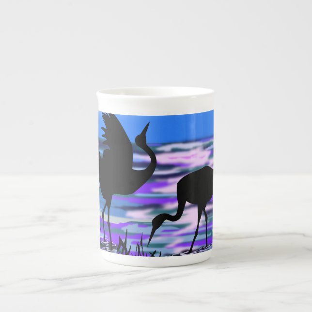 Couple Crane Oiseau Mug (Devant)