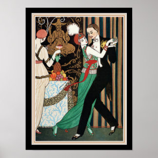 "Couple Dancing" George Barbier Art Déco 12 x 16