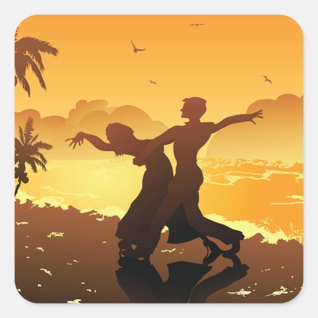 Couple Dansant Sur Les Stickers Plage (Devant)
