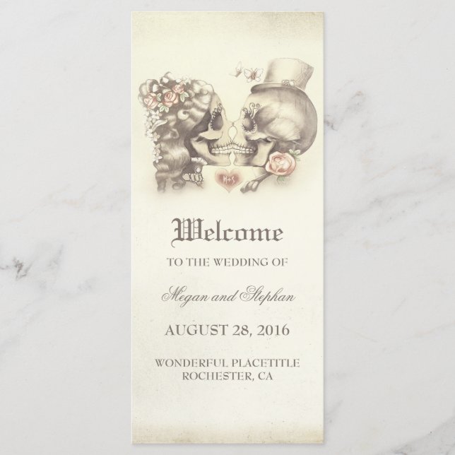 Couple de crâne Mortel Joli Mariage Programmes (Devant)