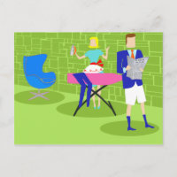 Couple de dessin rétro à la carte postale de la ma