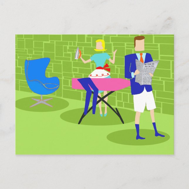 Couple de dessin rétro à la carte postale de la ma (Devant)