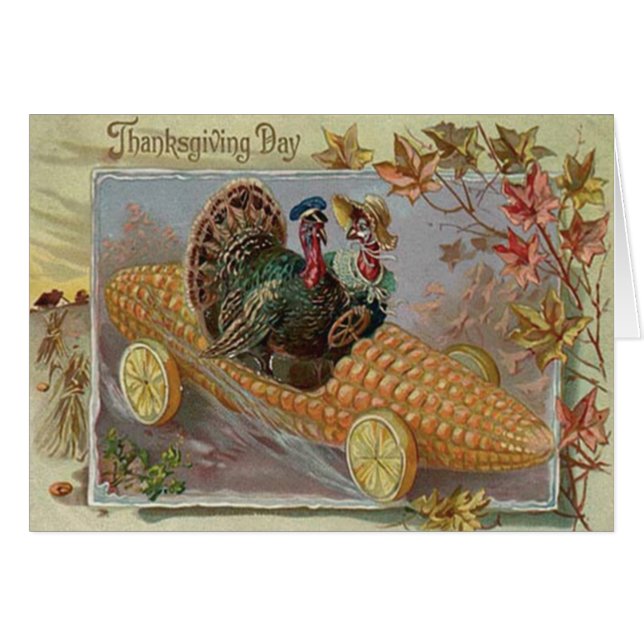 Couple de dindes voiture de maïs chute de feuilles (Devant horizontal)