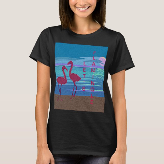 Couple de Flamant rose rose au T-shirt féminin Sun (Devant)