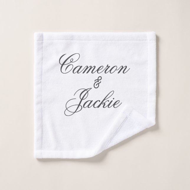 Couple de mariage élégant simple nom calligr stylé (Gant de toilette)