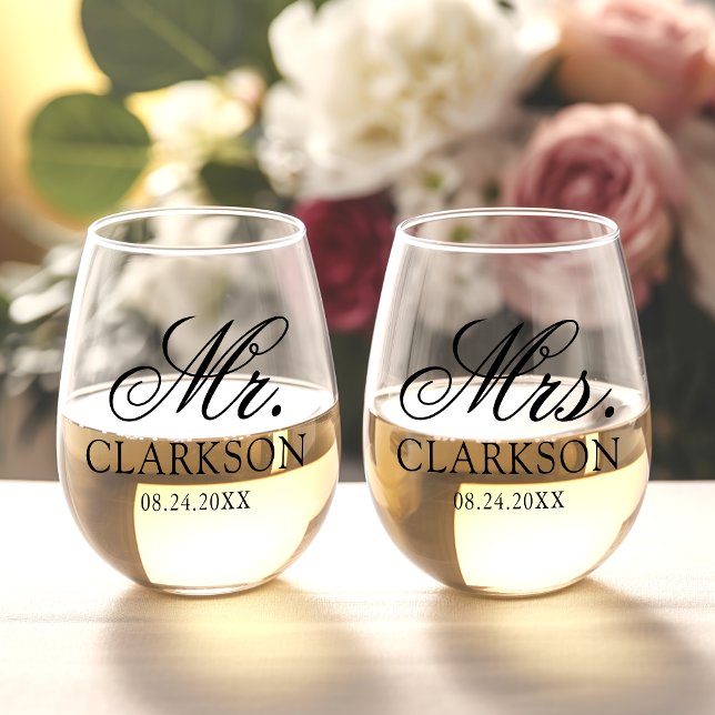 Couple de mariage personnalisé Verre de vin sans p (Créateur téléchargé)