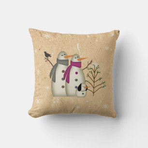 Couple De Neige Avec Coussin De Chien