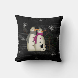 Couple de neige avec Coussin de chien(noir)