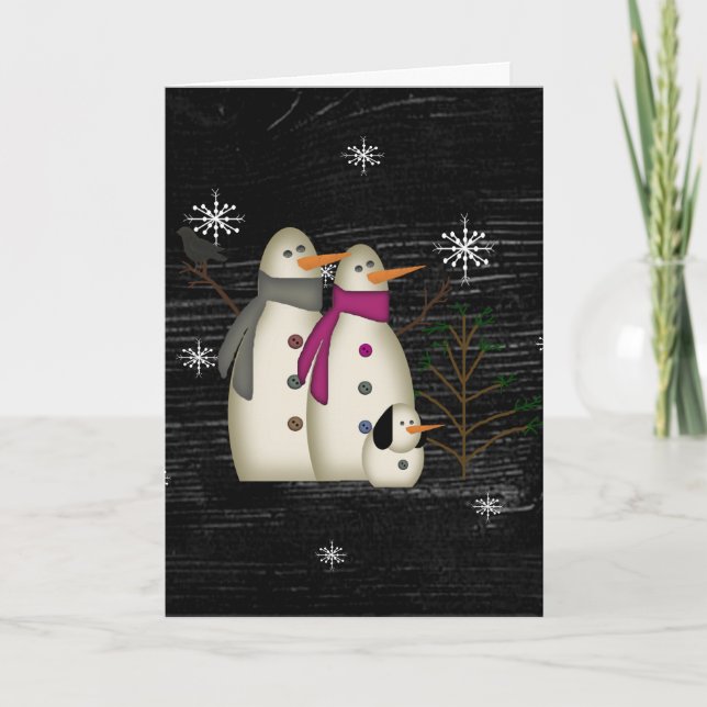 Couple de neige primitif avec carte de Noël de chi (Devant)