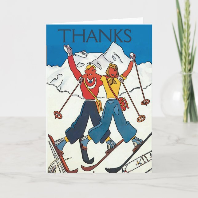 Couple de neige vintage, ajouter du texte, Carte (Devant)