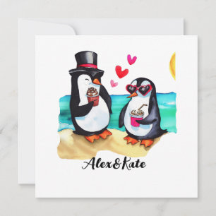 Couple de pingouin drôle, Animaux en amour