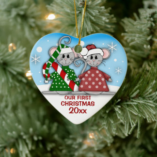 Couple de souris Premier ornement de Noël