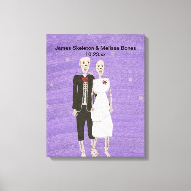 Couple de squelettes de Halloween Mariage Toile Em (Recto)