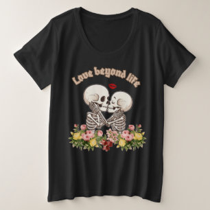 Couple de squelettes s'embrassant avec Floral Goth