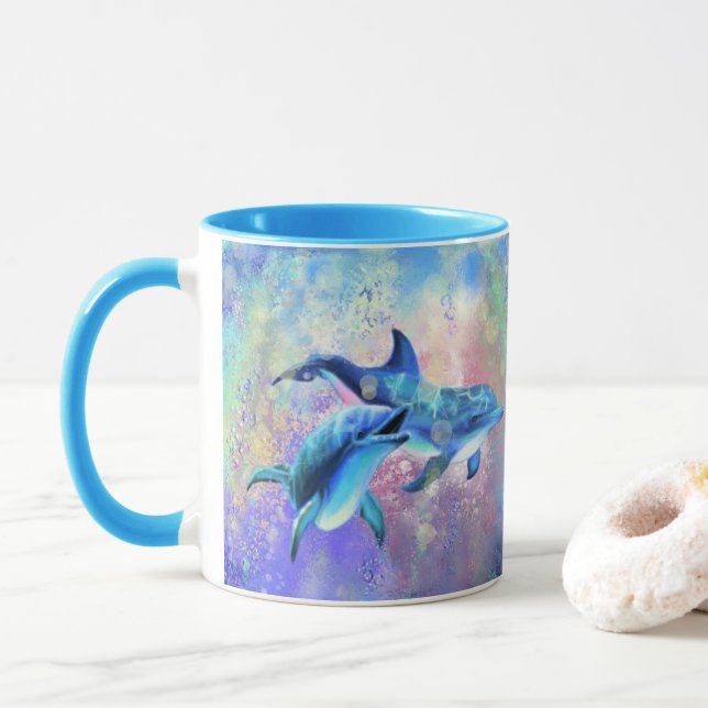 Couple Dolphin Mug (Avec donut)