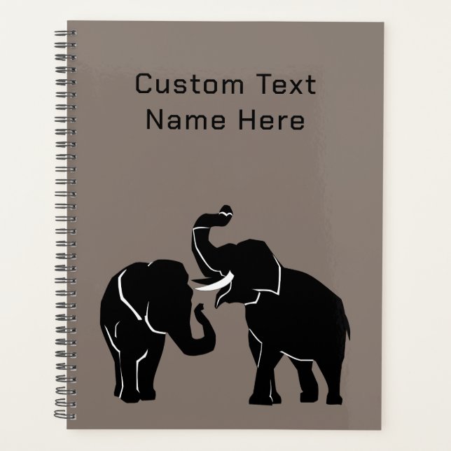 Couple Elephant Planner Nom et couleur du texte pe (Devant)