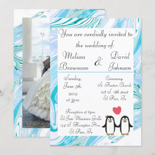 Couple Faire-part de mariage Pingouin Cute