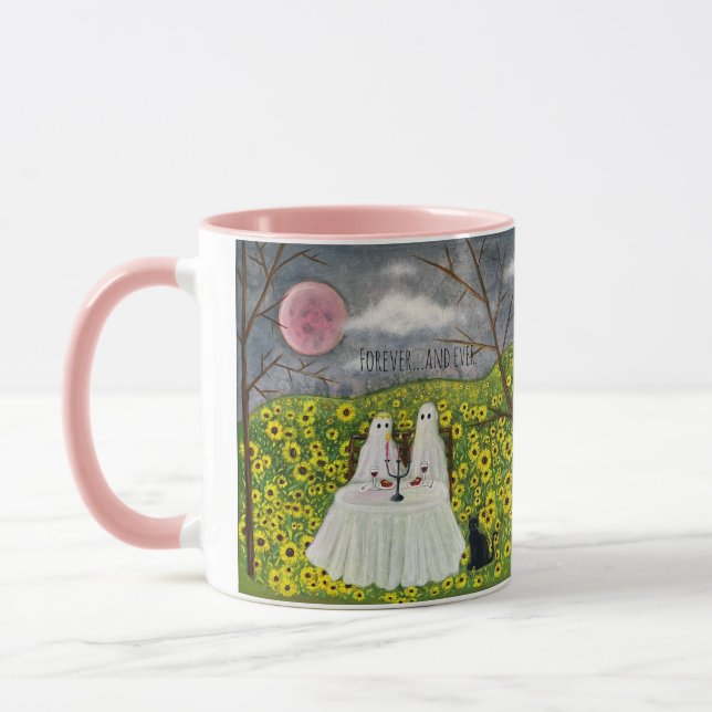 Couple fantôme avec fleurs Mug d'art (Gauche)