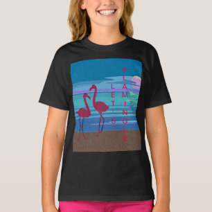 Couple Flamant rose rose au T-shirt fille Sunset