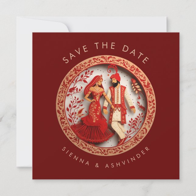 Couple Indien de Mariage Save The Date (Devant)